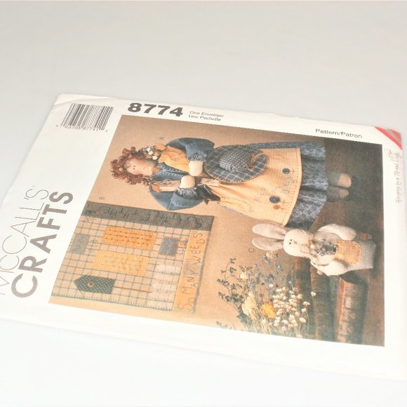 1997 McCall's Crafts GARDEN DOLL QUILT & BUNNY #8774 Sewing Pattern Vintage Doll - Picture 3 of 3